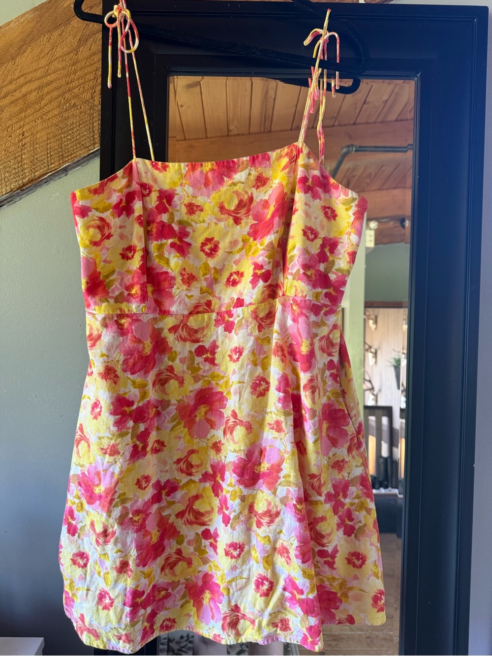 Old Navy Pink & Yellow Floral Tie-Shoulder Sundress